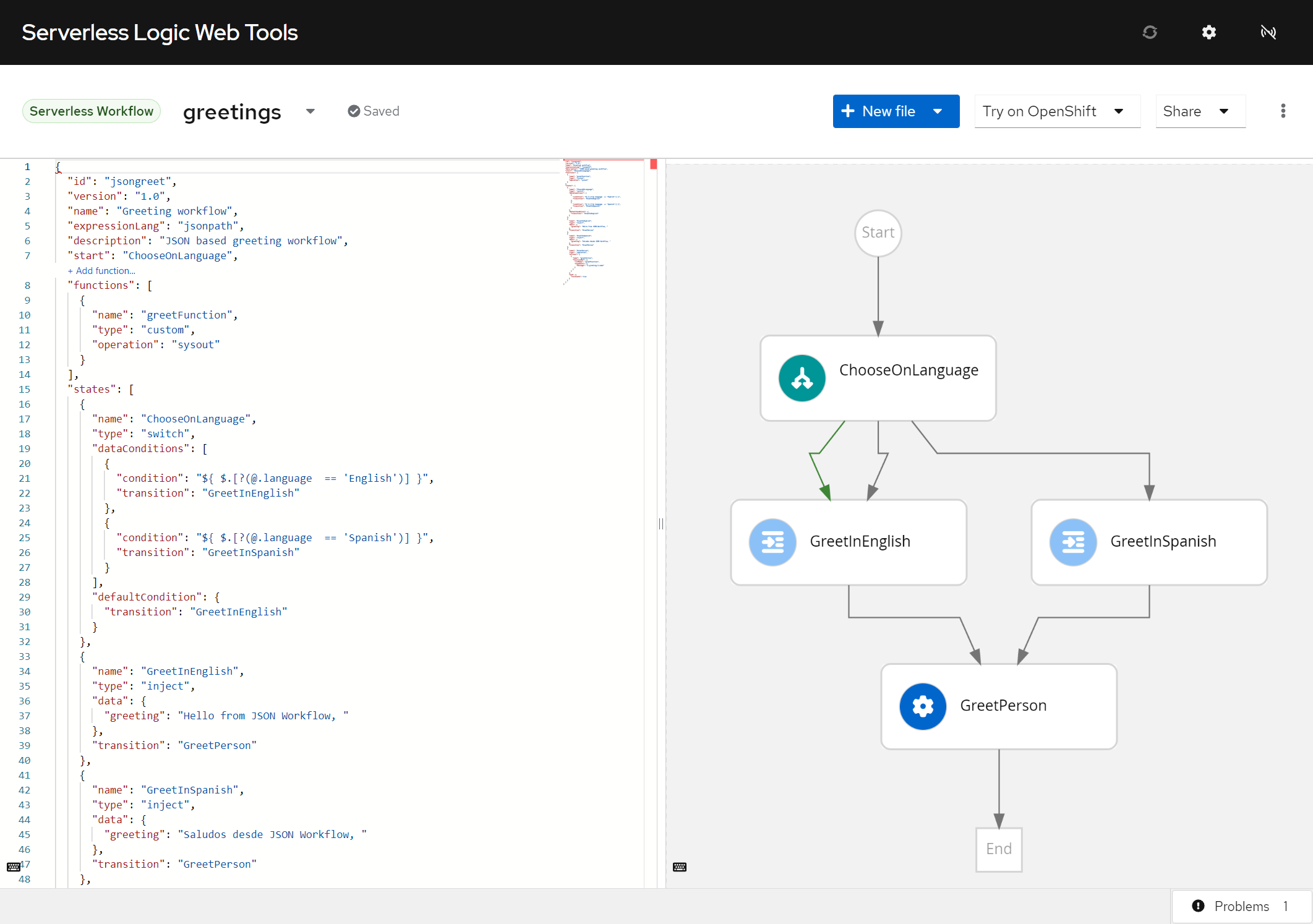 serverless logic web tools workflow editor